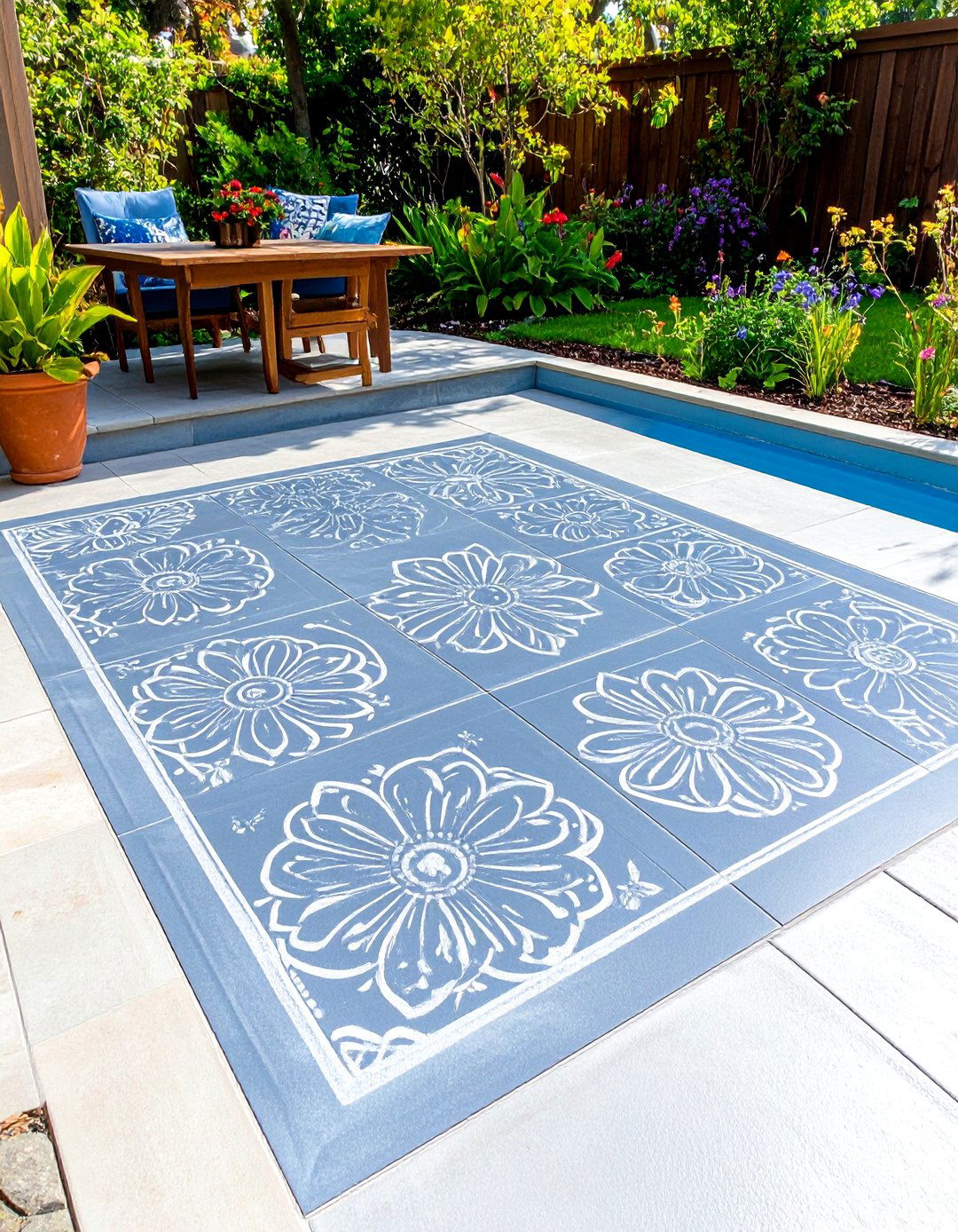 Stenciling a Patio Floor Pattern - 30 patio decorating ideas on a budget
