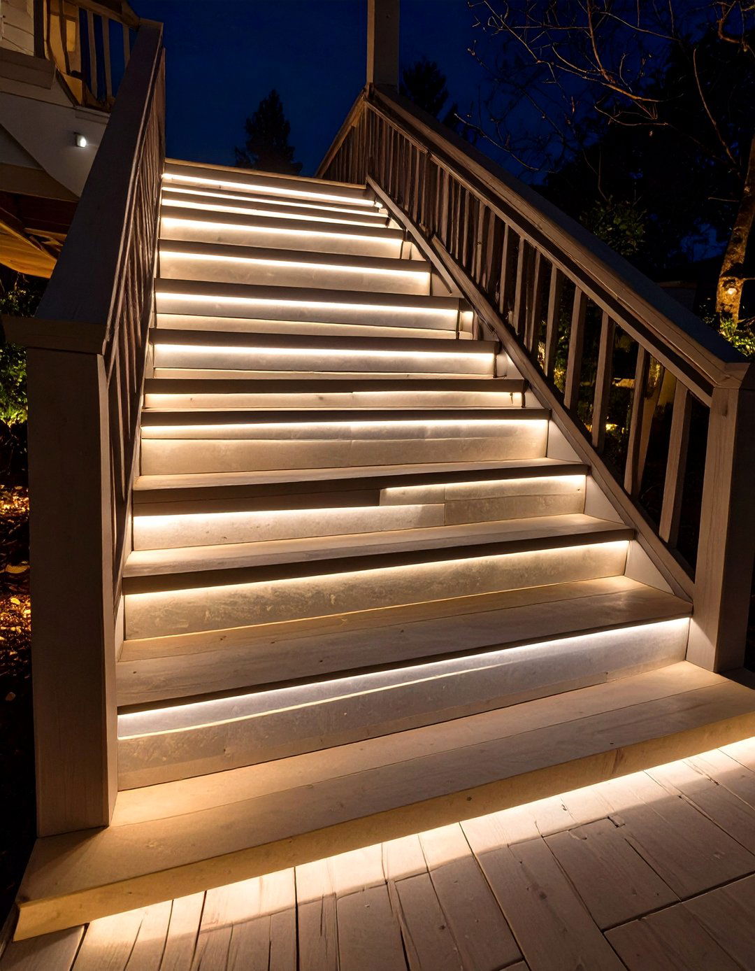 Step Riser Lighting Strips - 30 deck lighting ideas