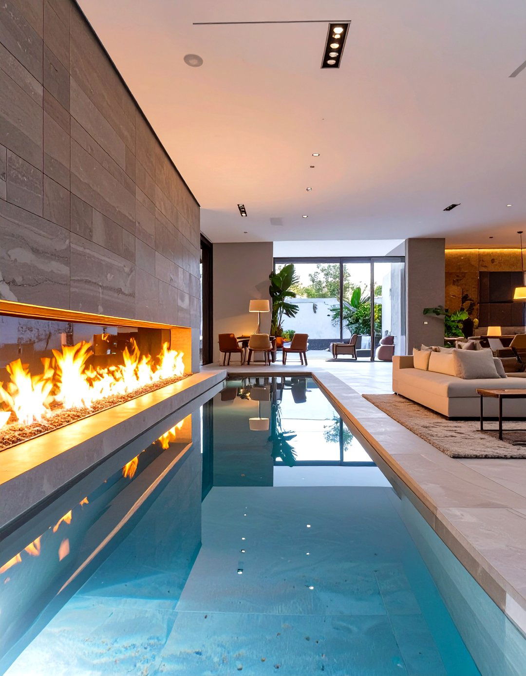 Still Water and Moving Fire Living Space - 30 opposition in interior design ideas