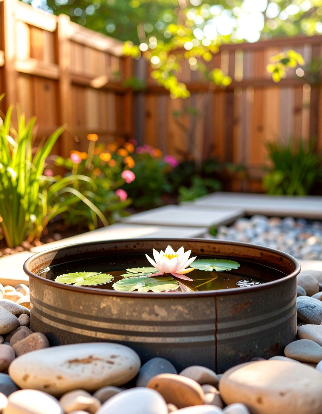 Stock Tank Patio Pond - 30 outdoor patio ideas on a budget