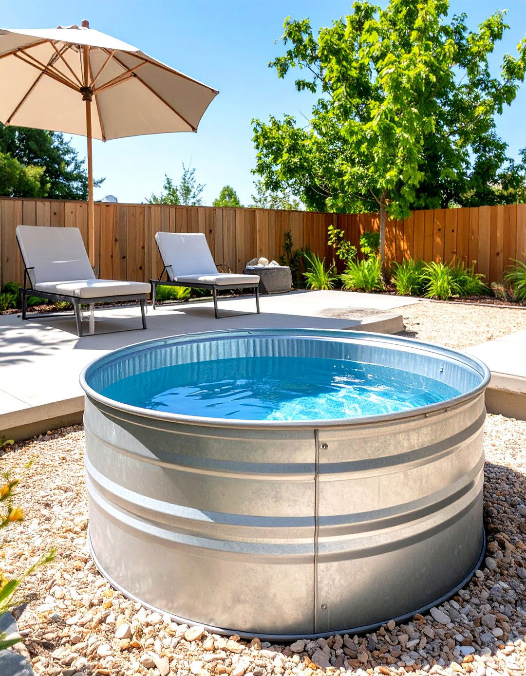 Stock Tank Plunge Pool Patio - 30 concrete patio ideas on a budget