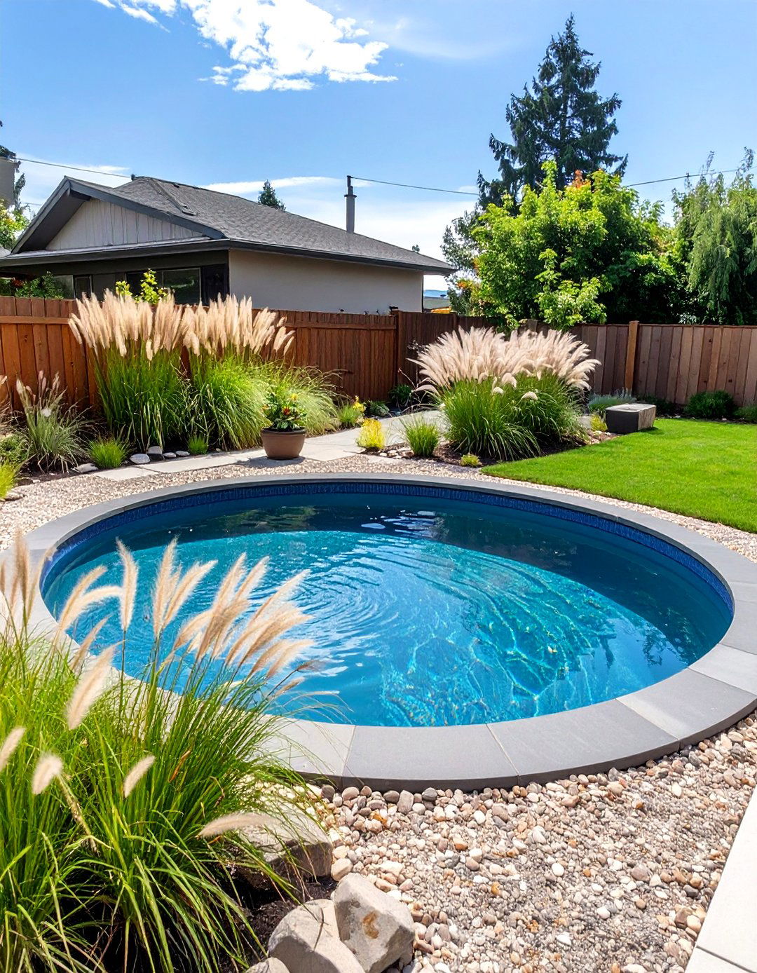 Stock Tank Pool Landscaping with Grasses - 30 backyard stock tank pool ideas