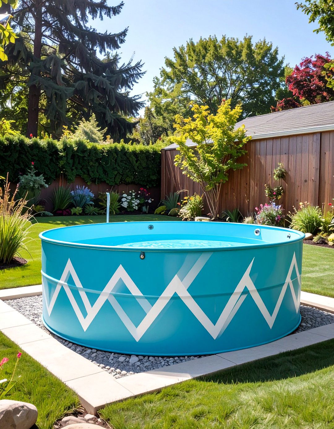 Stock Tank Pool Painting and Customization - 30 backyard stock tank pool ideas