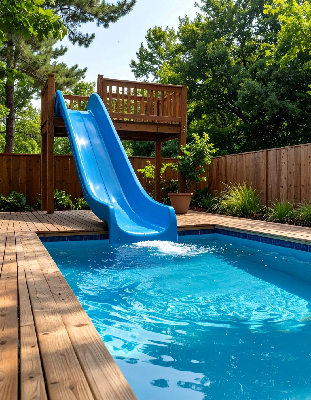 Stock Tank Pool with a Slide - 30 backyard stock tank pool ideas