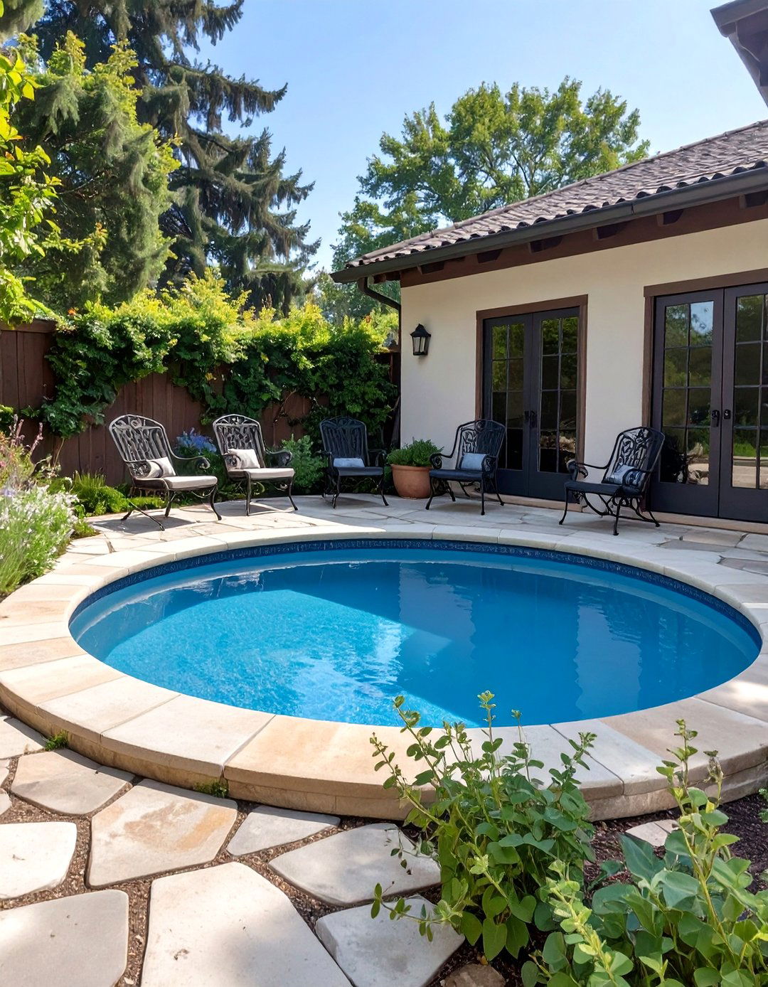 Stock Tank Pool with a Stone Patio Surround - 30 backyard stock tank pool ideas