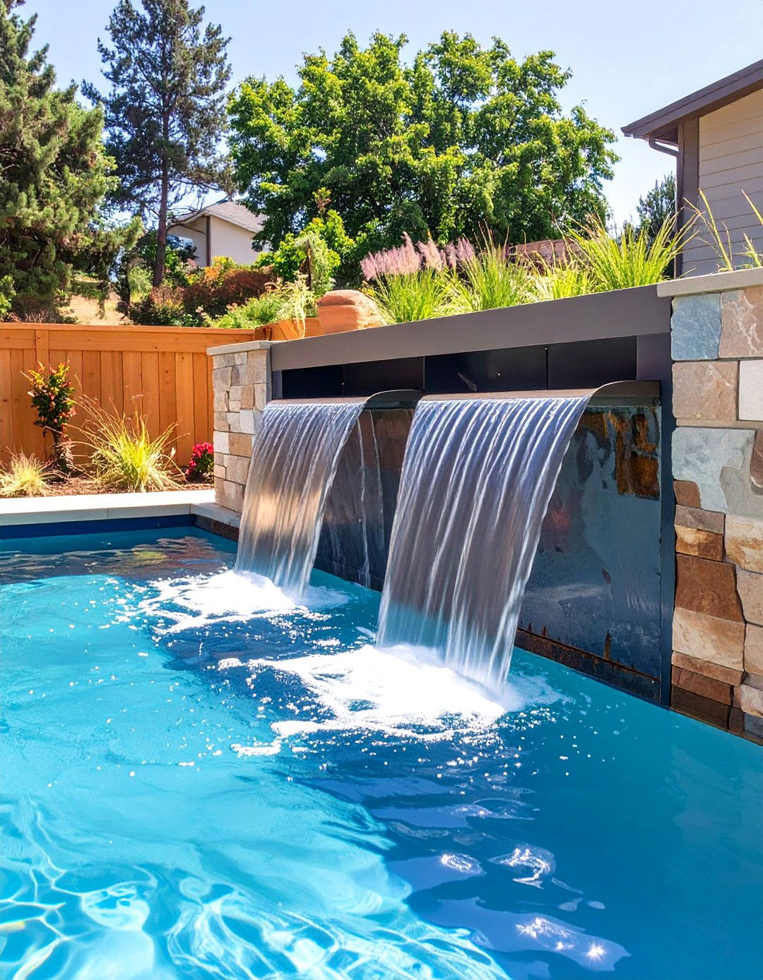 Stock Tank Pool with a Waterfall Feature - 30 backyard stock tank pool ideas