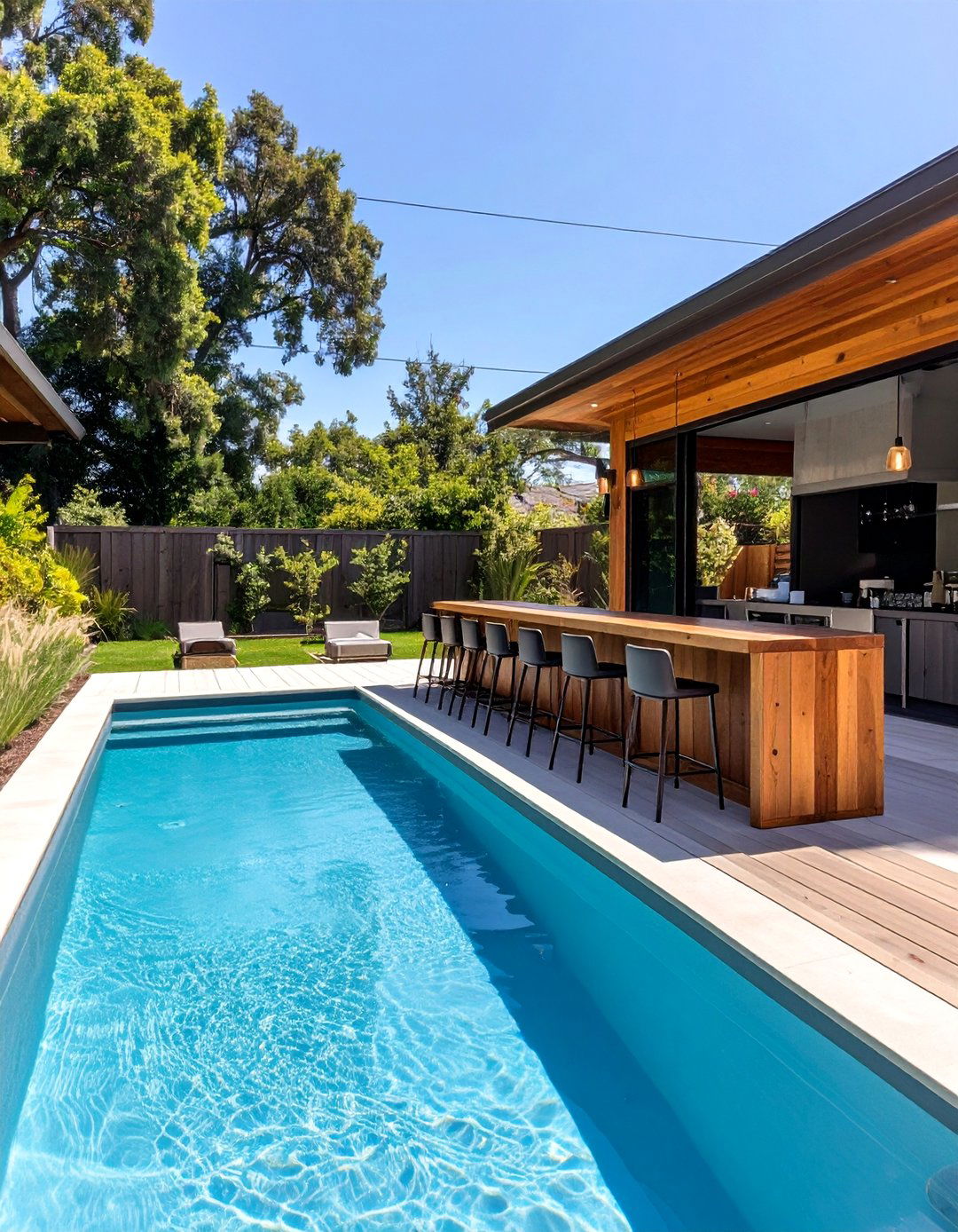Stock Tank Pool with an Integrated Bar - 30 backyard stock tank pool ideas