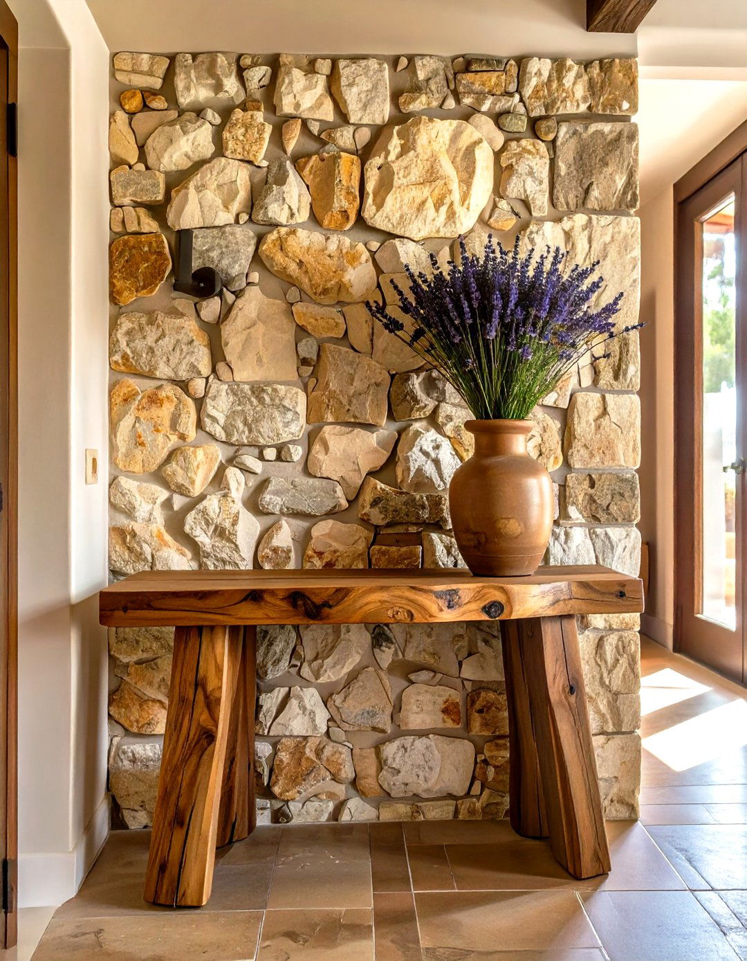 Stone Accent Walls - 30 tuscan interior design ideas
