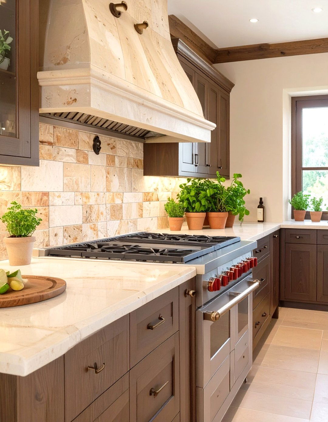 Stone Backsplash in a Tuscan Kitchen - 30 tuscan kitchen design ideas