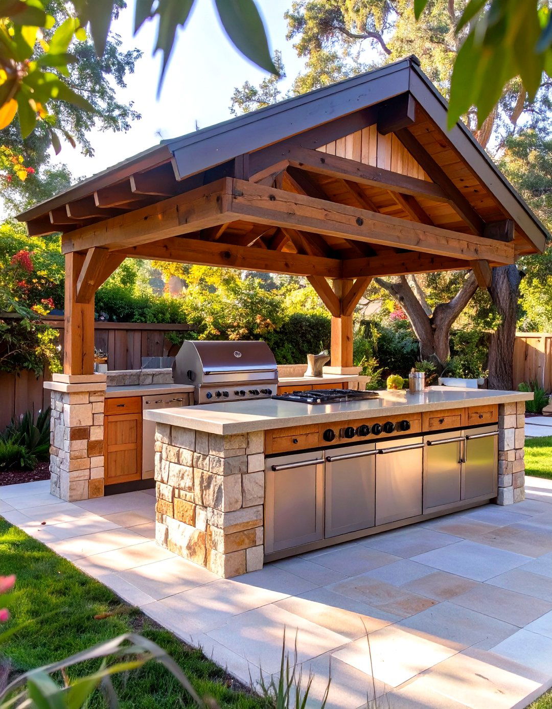 Stone Clad Small Covered Outdoor Kitchen - 30 small covered outdoor kitchen ideas