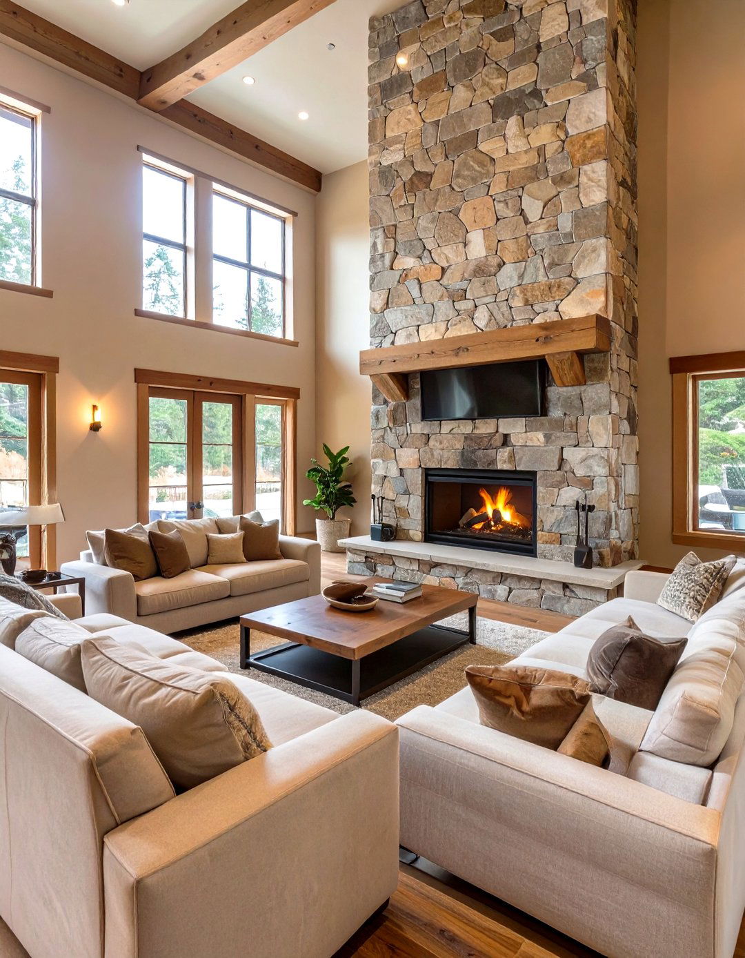 Stone Fireplace Focal Point - 30 country living room ideas