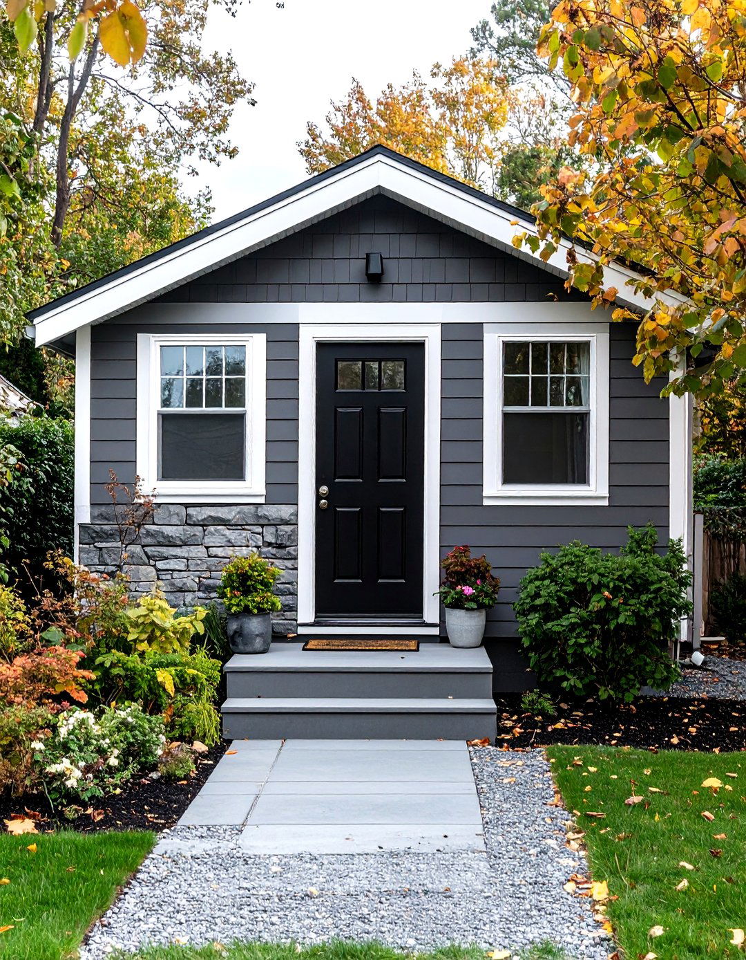 Stone Gray and White - 30 exterior paint mobile home paint color ideas
