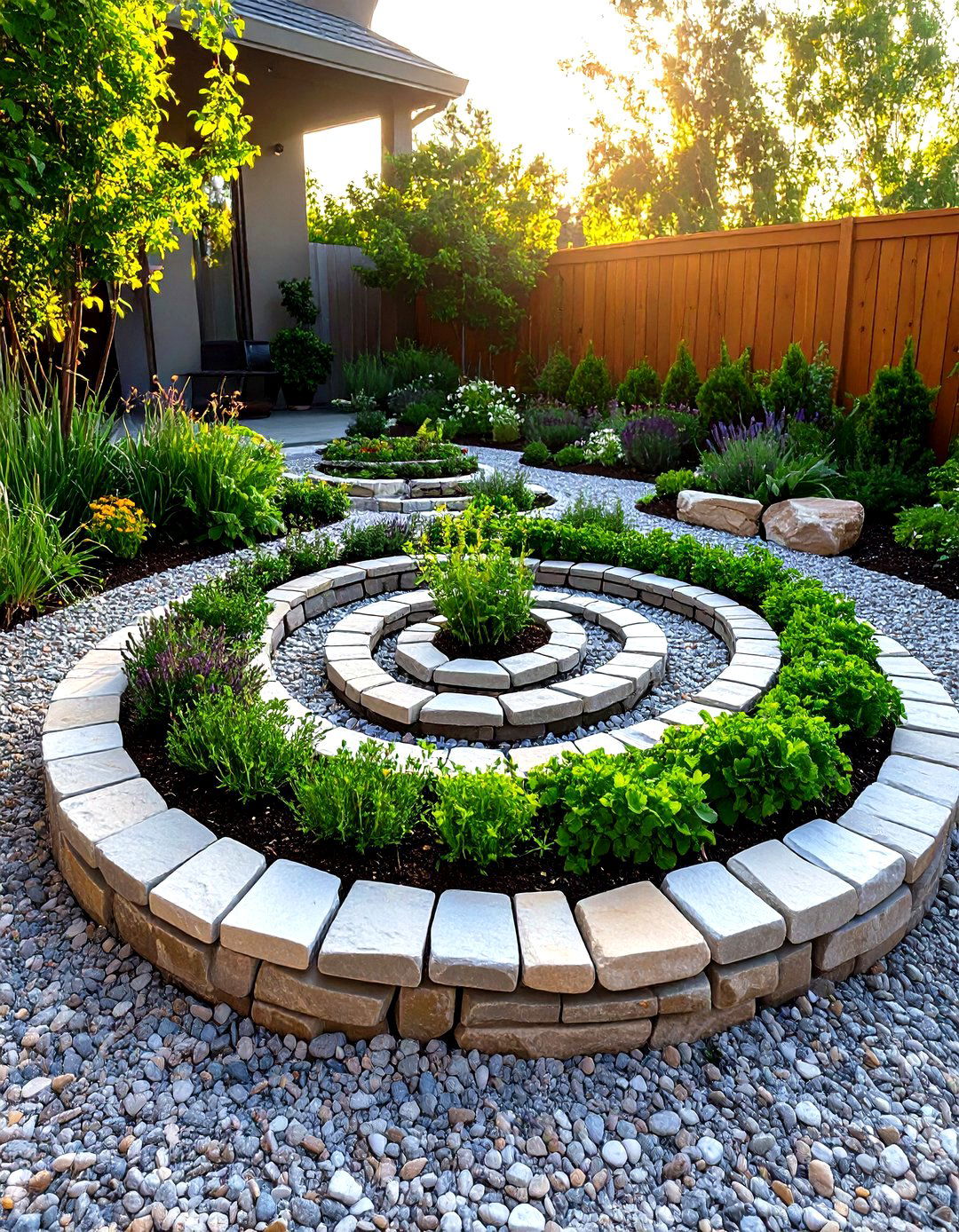 Stone Herb Spiral Patio Garden - 30 patio garden ideas
