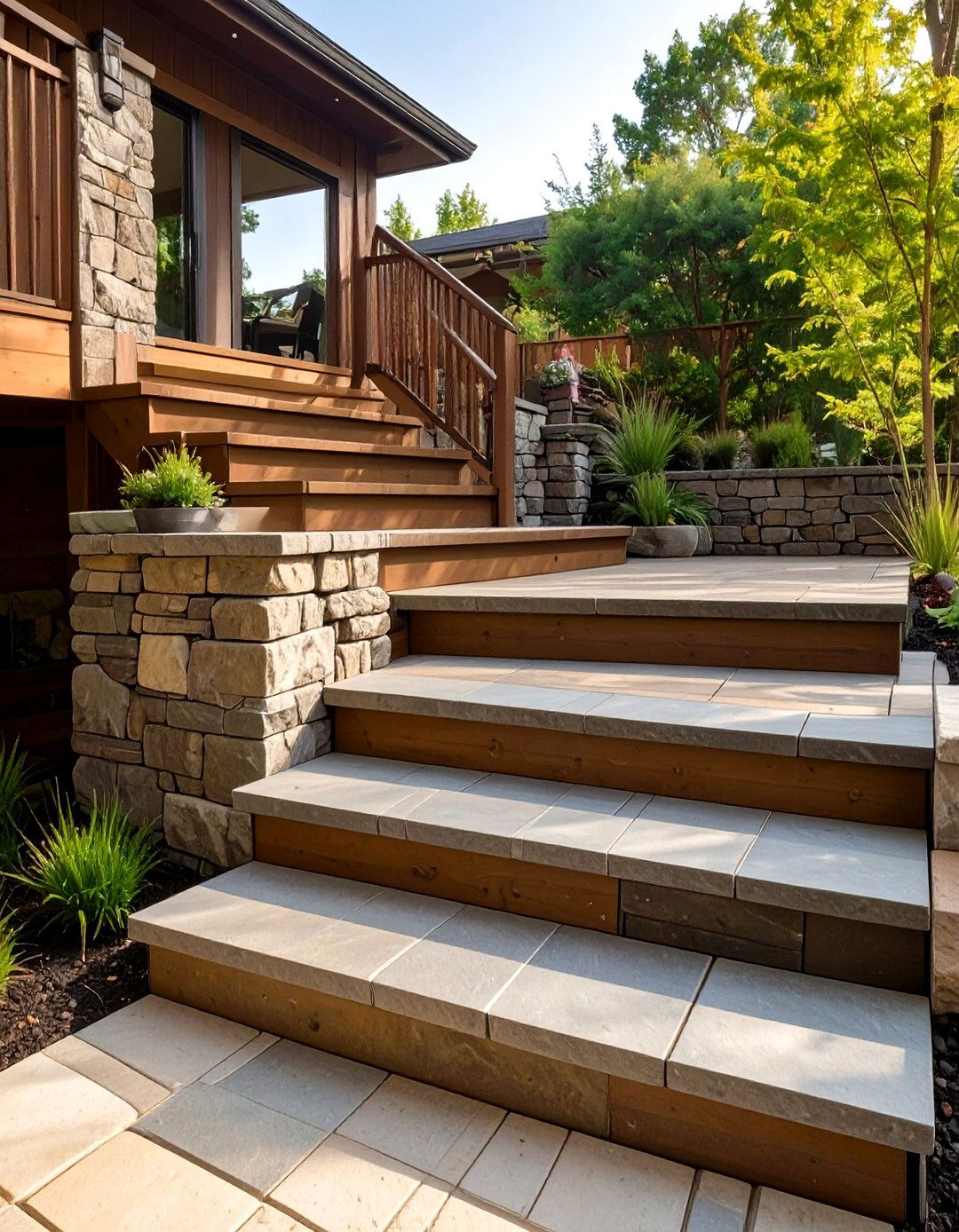 Stone Riser Deck Stairs - 30 deck stair ideas
