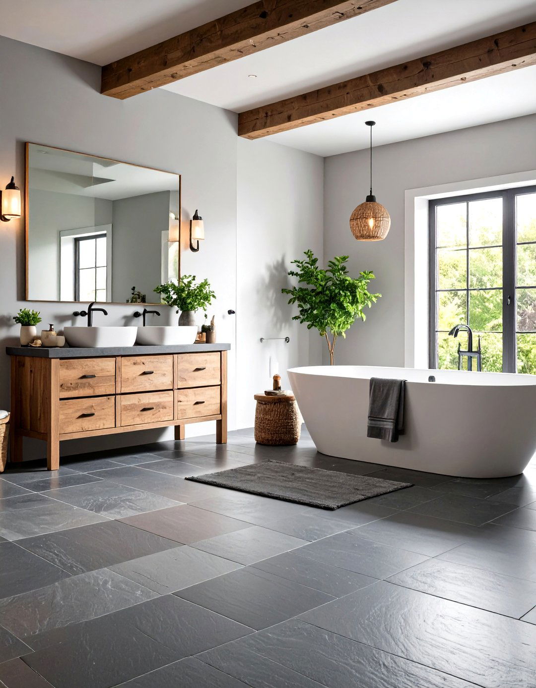 Stone Tile Bathroom Flooring - 30 rustic bathroom ideas