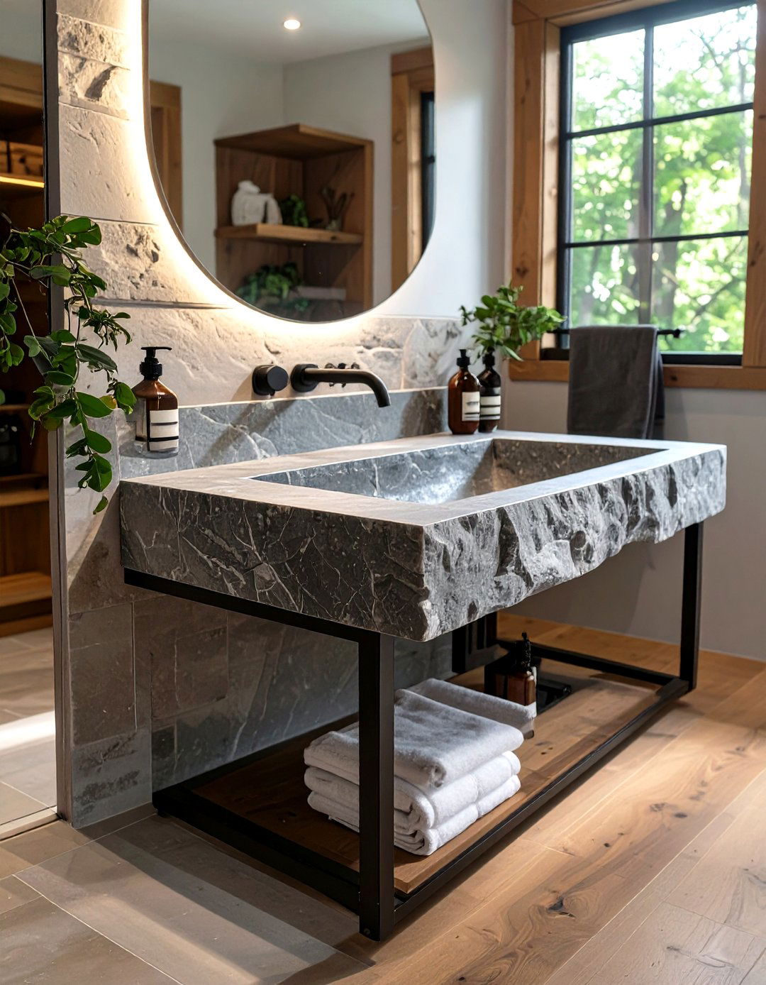 Stone Trough Sink Vanity - 30 vanity inspo ideas