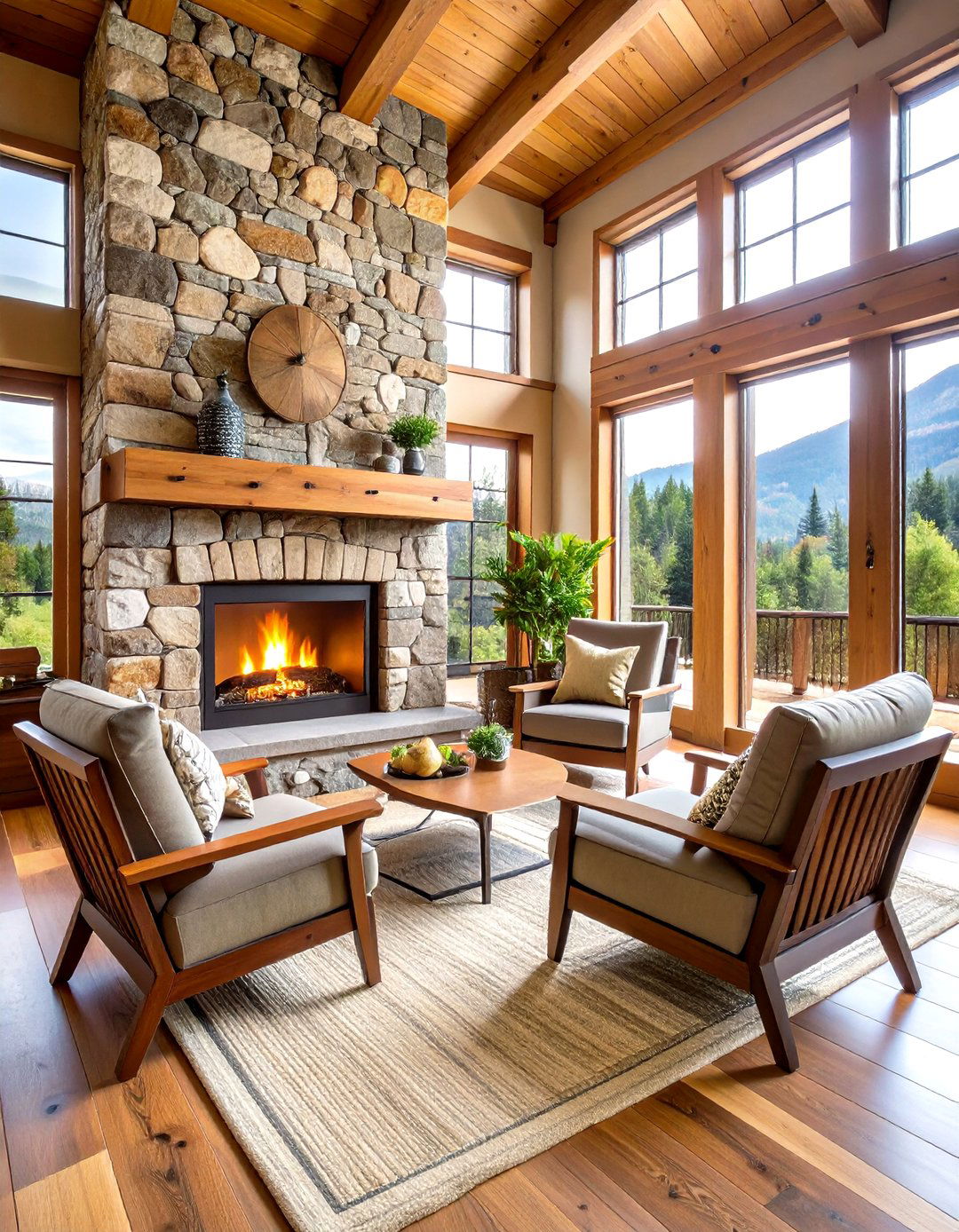 Stone Veneer Fireplace Wall - 30 living room accent wall decor ideas