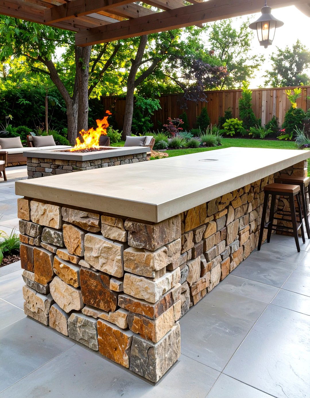 Stone Veneer Outdoor Bar Top - 30 outdoor bar top ideas