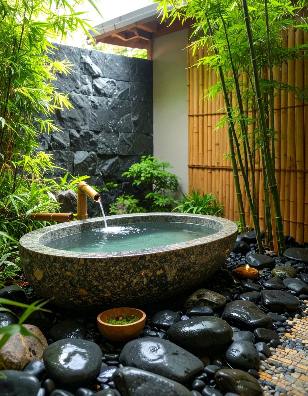 Stone and Water Garden Bathroom - 30 japanese bathroom design ideas