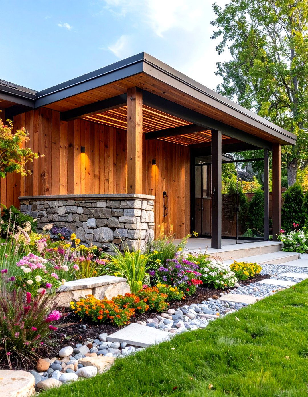 Stone and Wood Combination Outdoor Shower Enclosure - 30 outdoor shower enclosure ideas