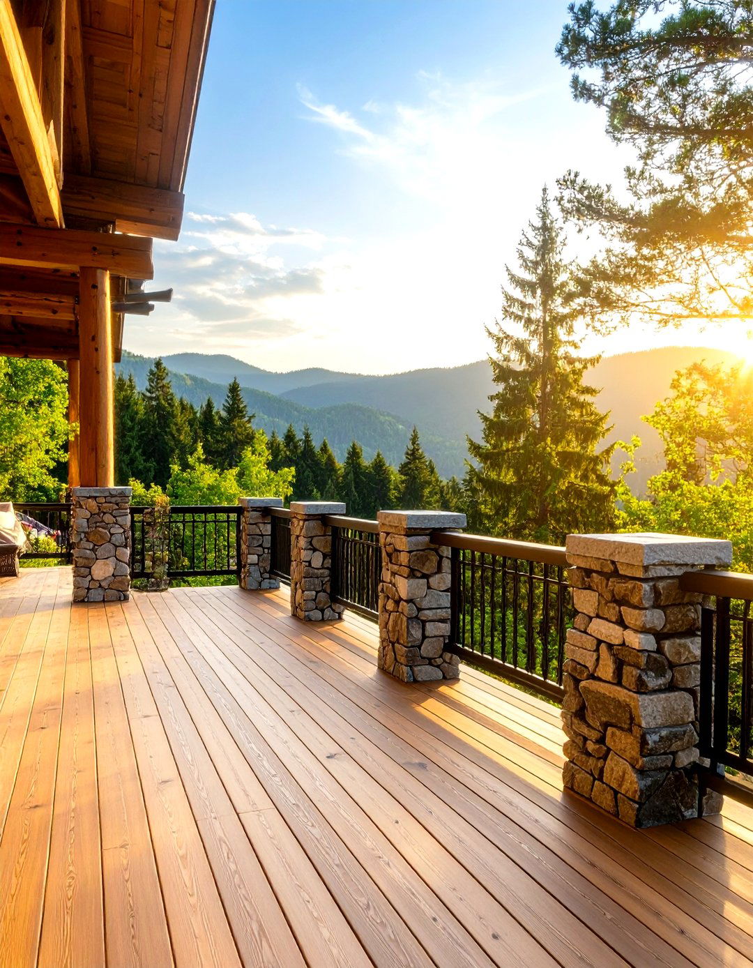 Stone and Wood Deck Railing - 30 deck railings ideas
