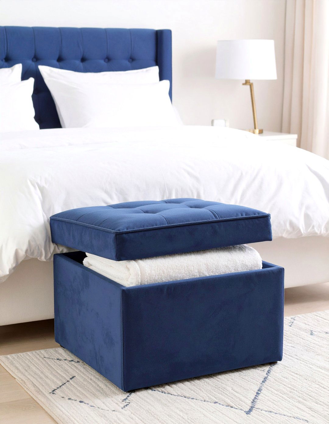 Storage Ottomans as Seating and Storage - 30 small bedroom furniture ideas