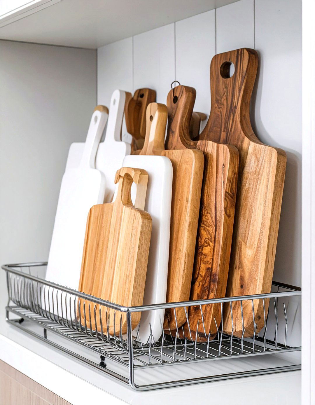 Storing Cutting Boards Vertically - 30 small kitchen organization ideas