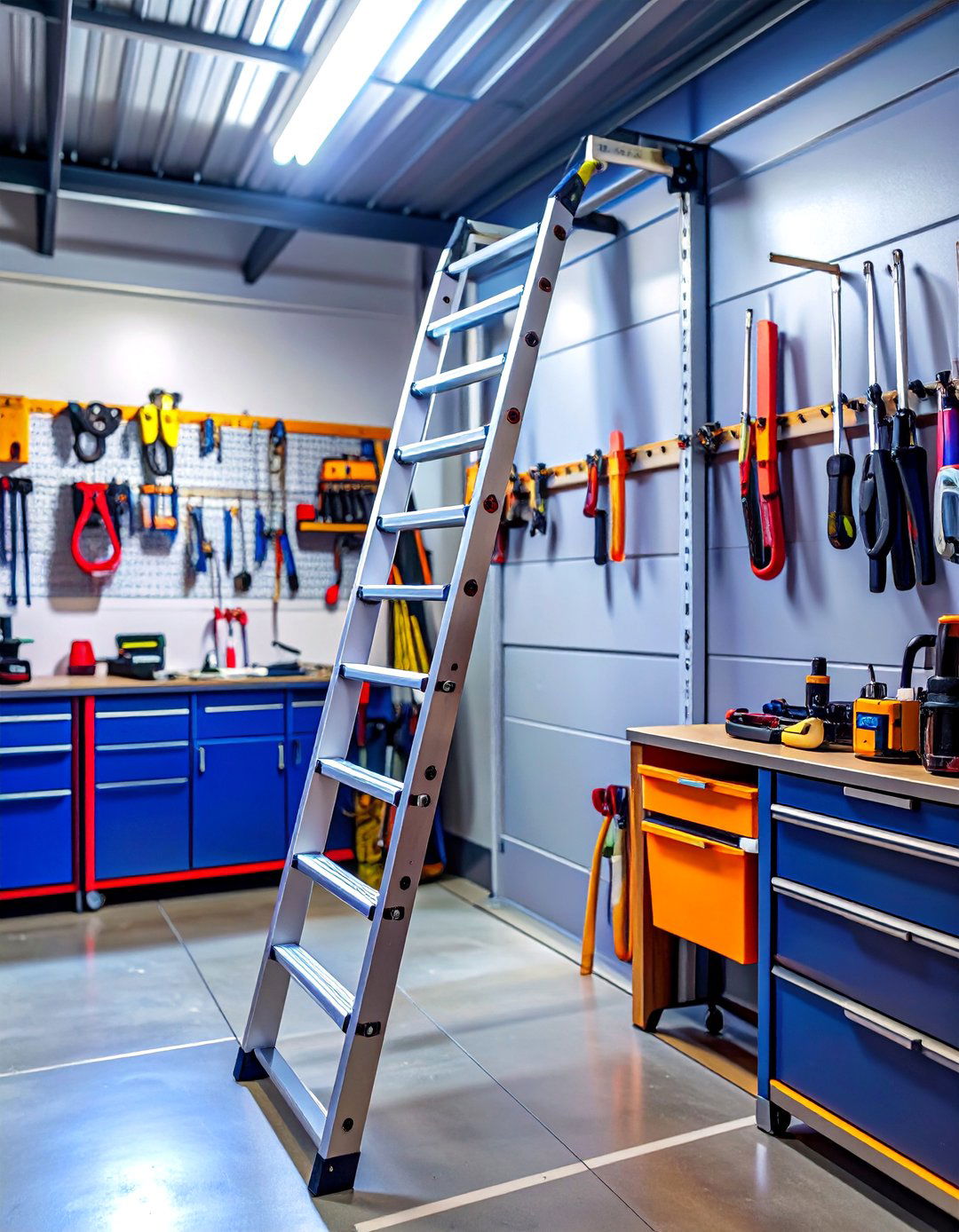 Storing Ladders on the Wall for Small Garages - 30 small garage ideas