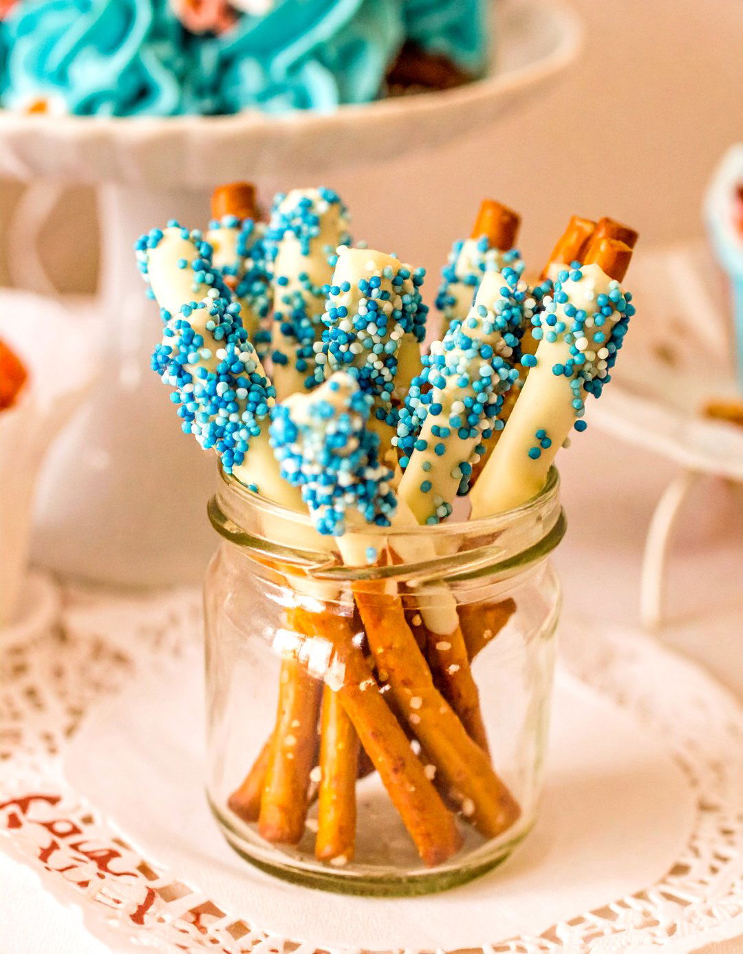 Stork Delivery Pretzel Bundles - 30 cute baby baby shower food ideas