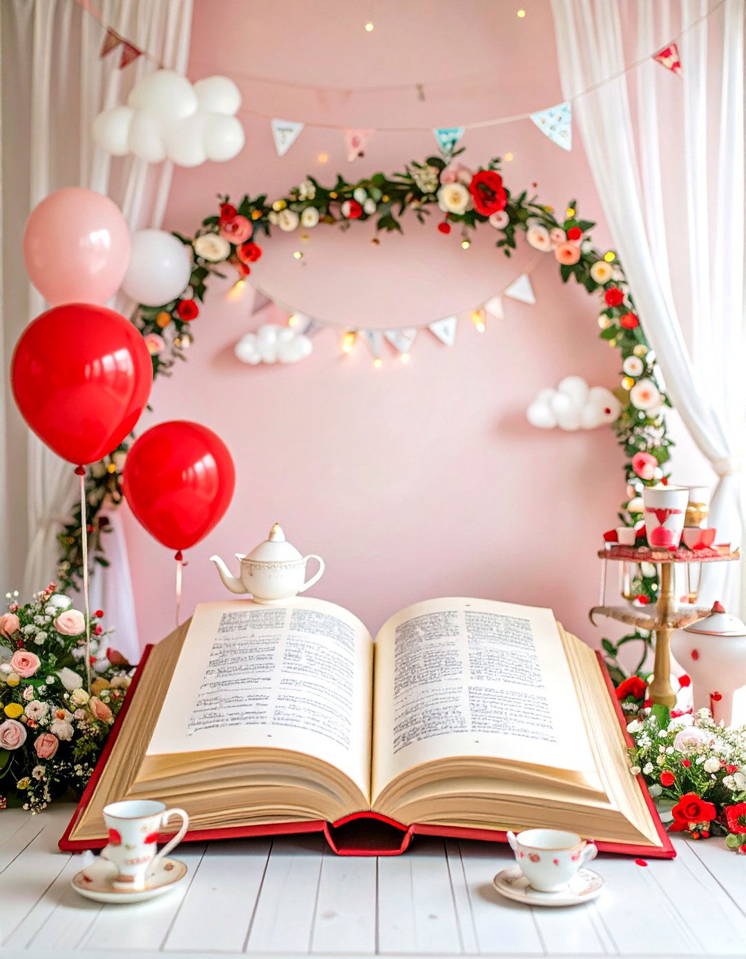 Storybook Themed Backdrop - 30 baby shower backdrop ideas