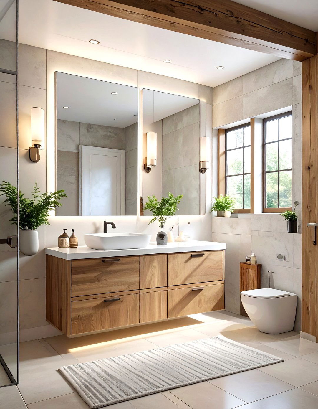 Strategic Mirror Placement to Enlarge Space - 30 small basement bathroom ideas