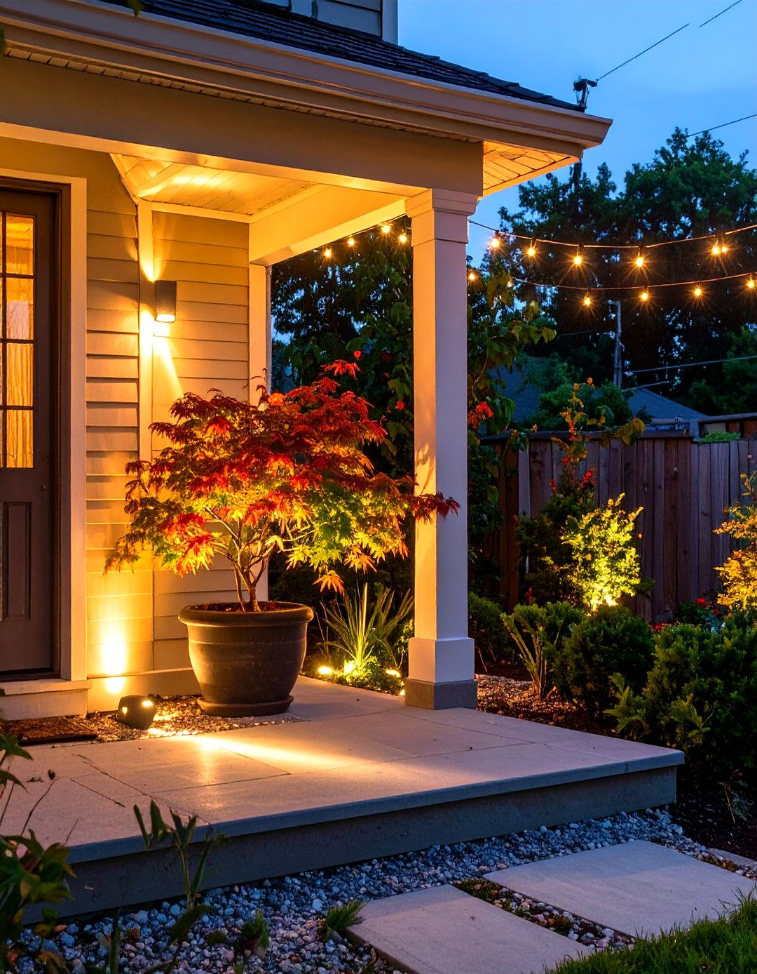 Strategic Outdoor Lighting for Porch Plants - 30 small front porch landscaping ideas