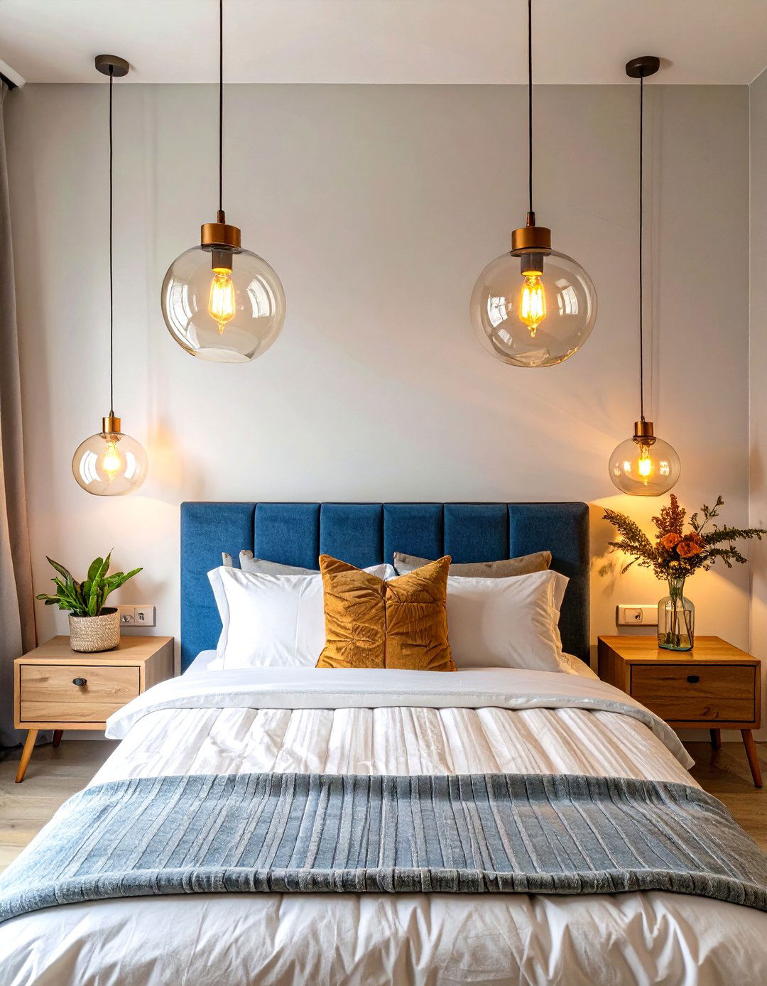 Strategic Pendant Lighting - 30 small apartment bedroom ideas