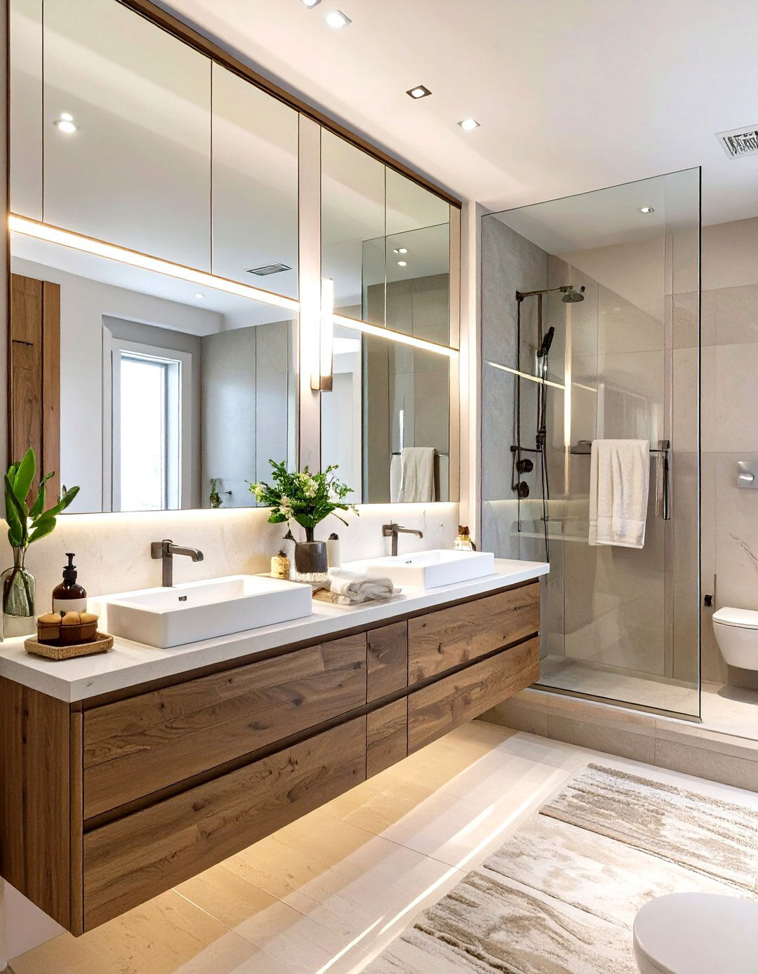 Strategic Use of Mirrors to Enhance Light - 30 small bathroom remodel ideas with shower
