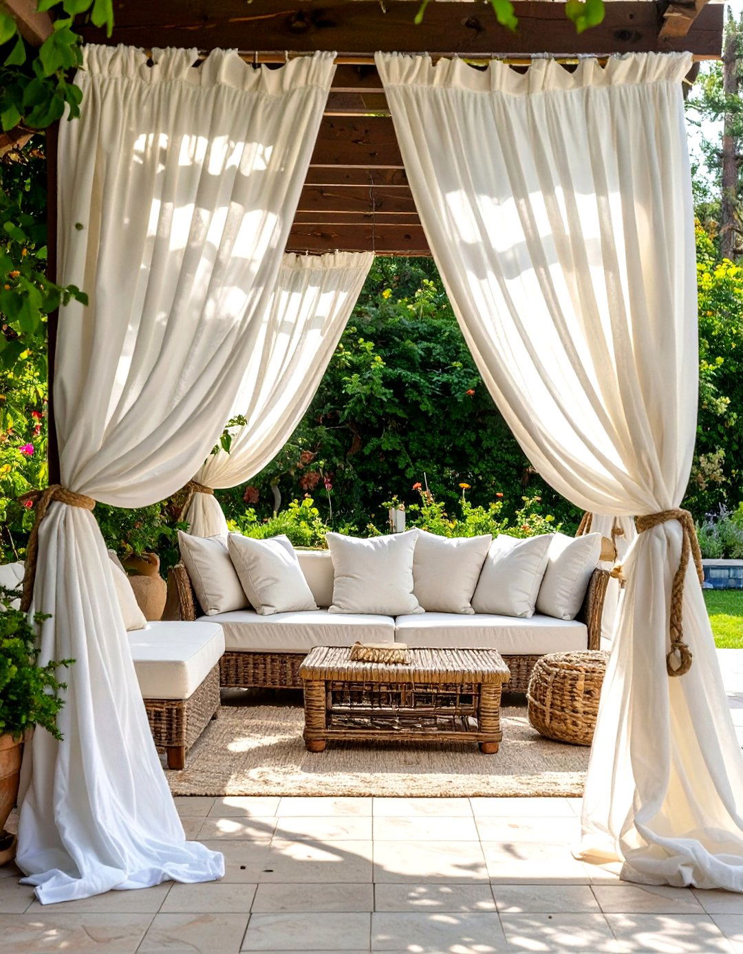 Strategic Use of Outdoor Curtains - 30 small outdoor patio ideas