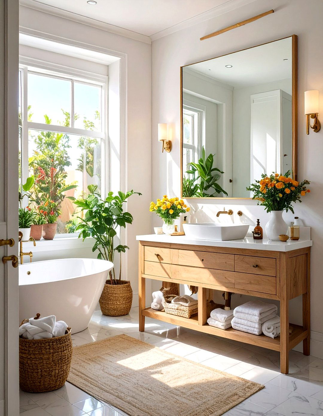 Strategic Use of a Large Mirror - 30 small bathroom inspo ideas