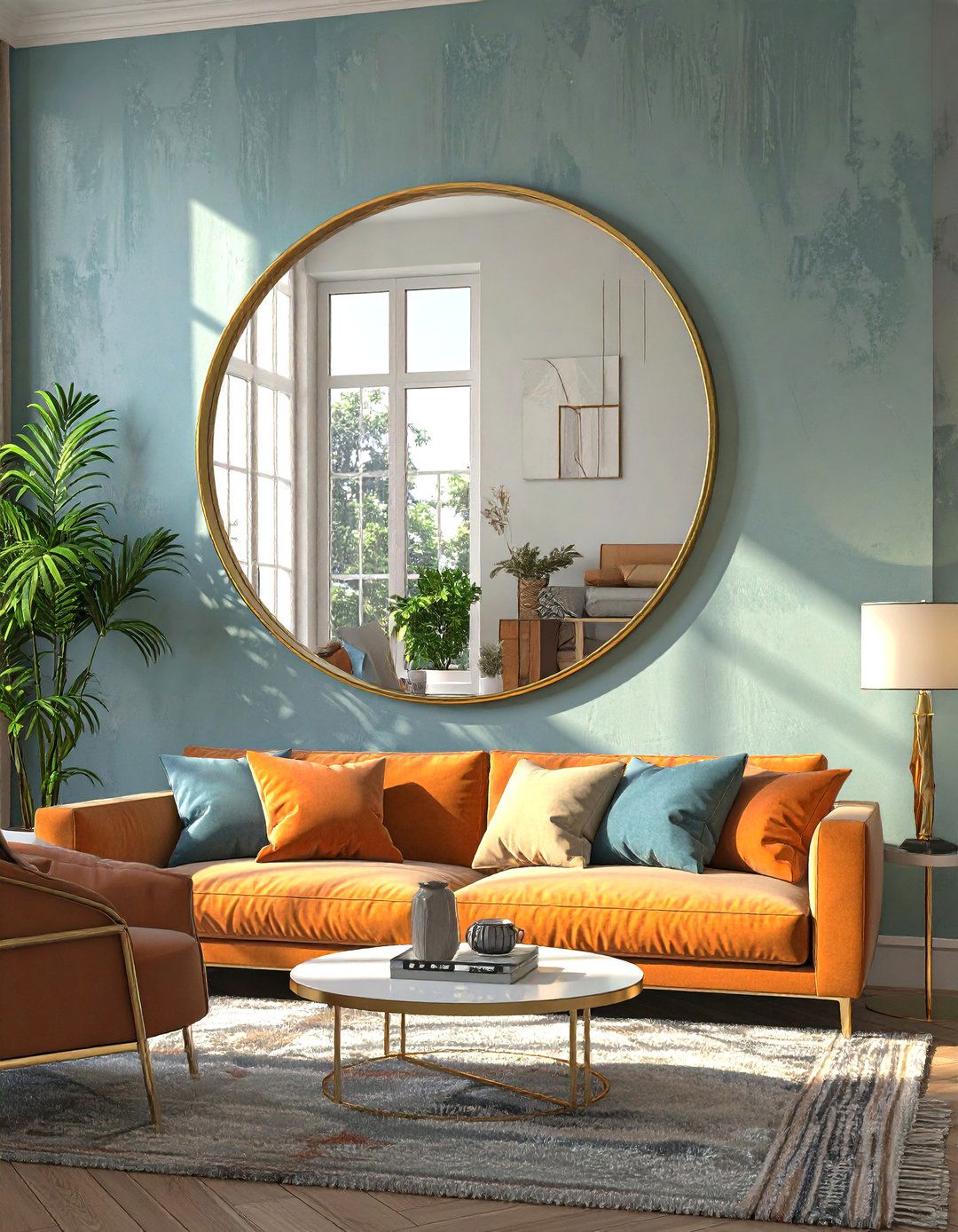Strategically Place a Large Mirror - 30 simple living room ideas