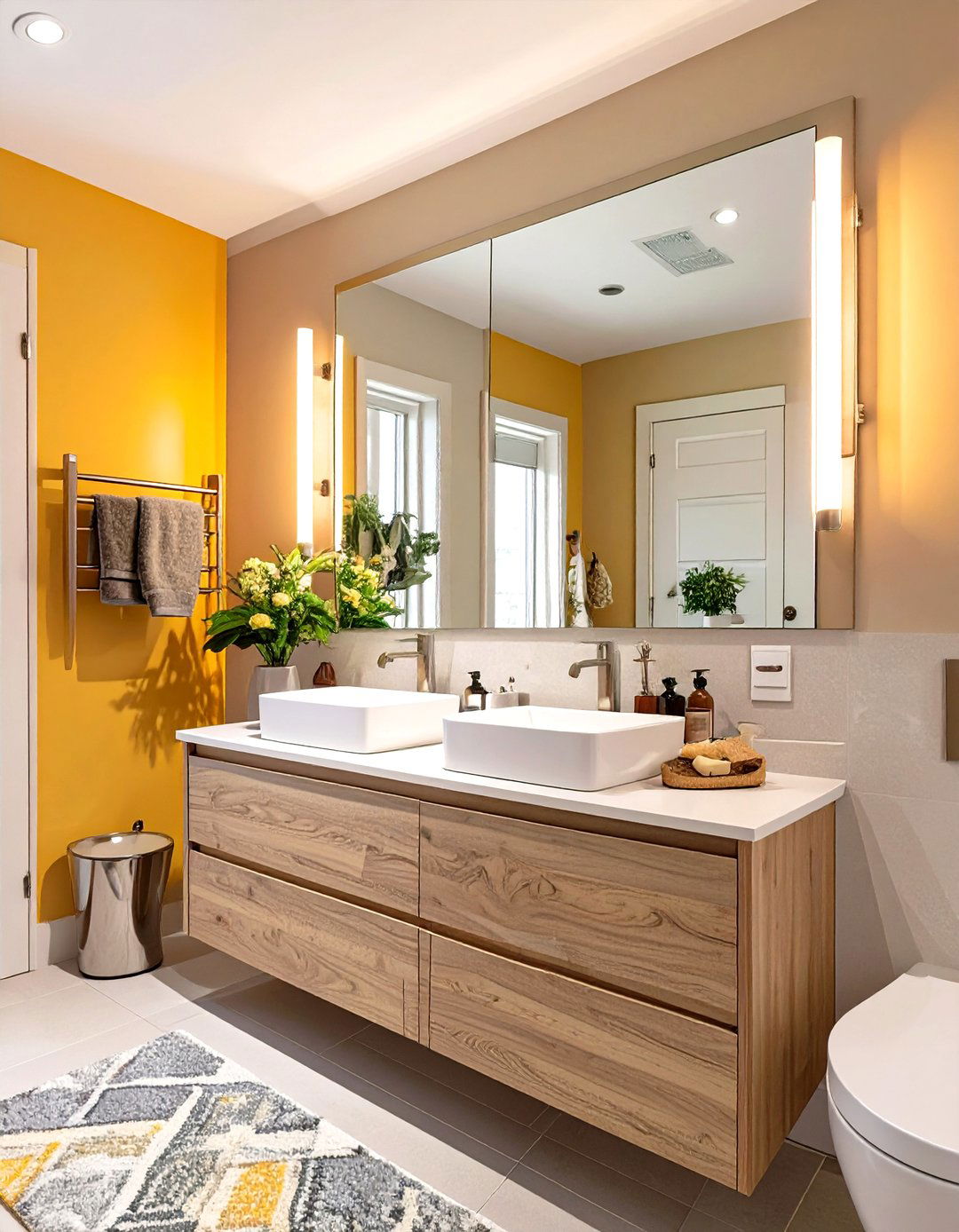 Strategically Placed Large Mirrors - 30 small bathroom remodeling ideas