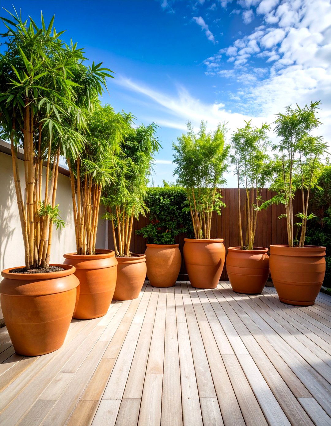 Strategically Placed Potted Trees - 30 patio shade ideas on a budget