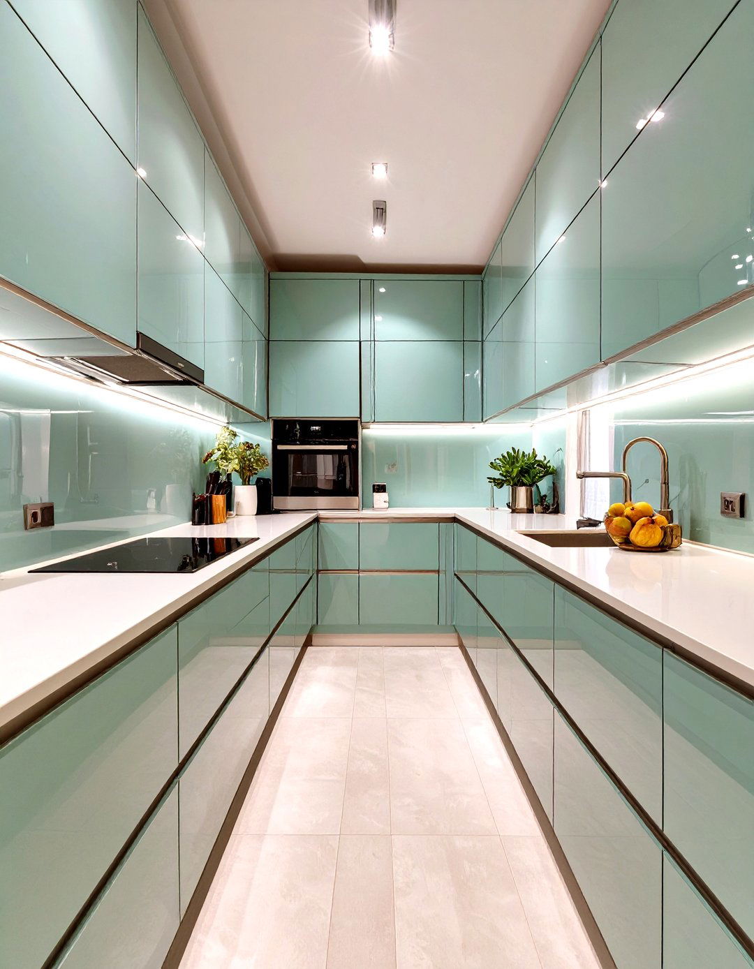 Streamline Moderne for a Narrow Galley Kitchen - 30 interior design styles for small spaces ideas