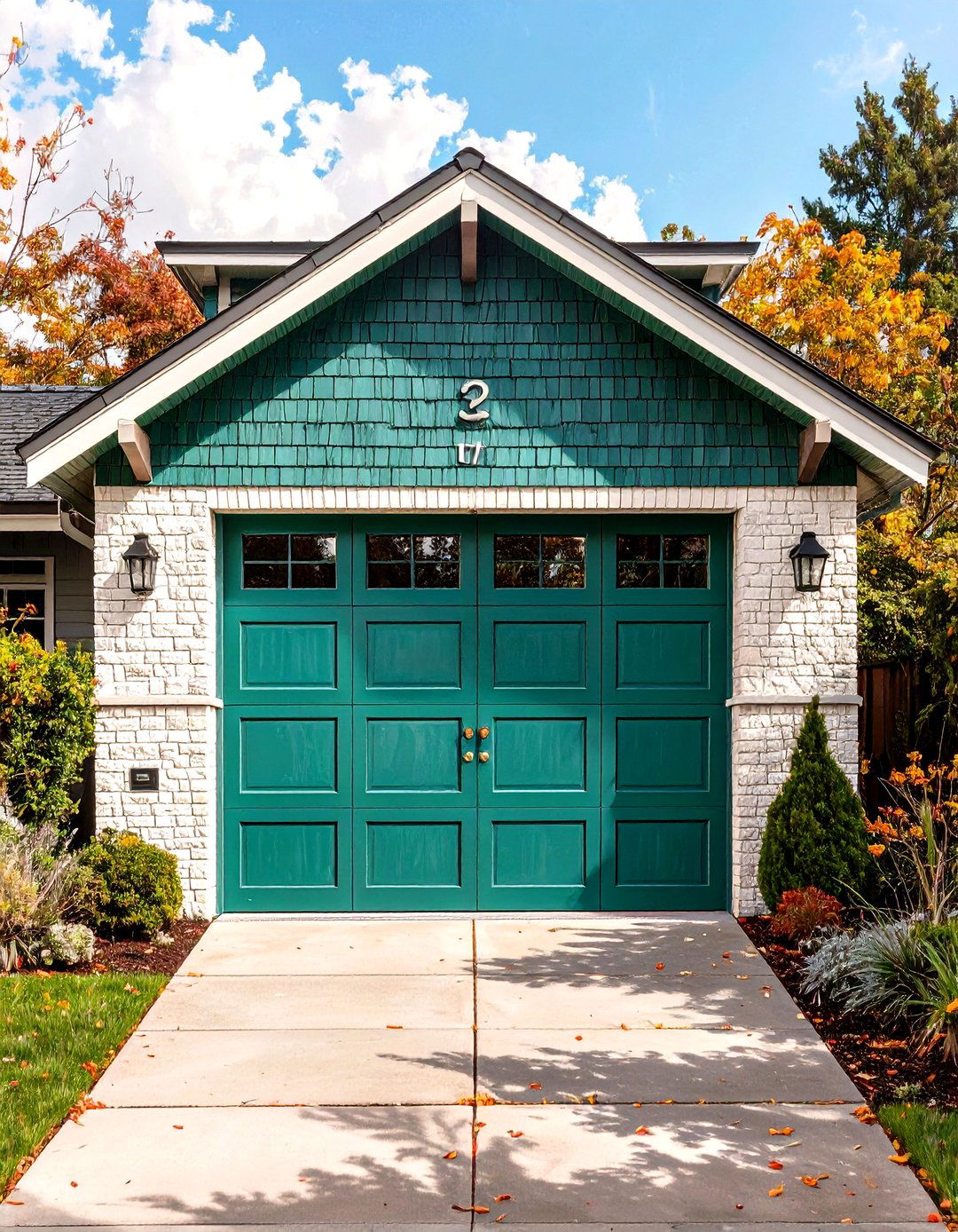 Striking Teal Garage Doors - 30 garage door color ideas