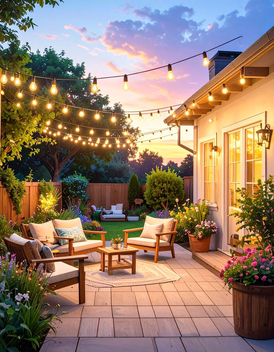 String Light Canopy for Ambiance - 30 outdoor patio ideas on a budget