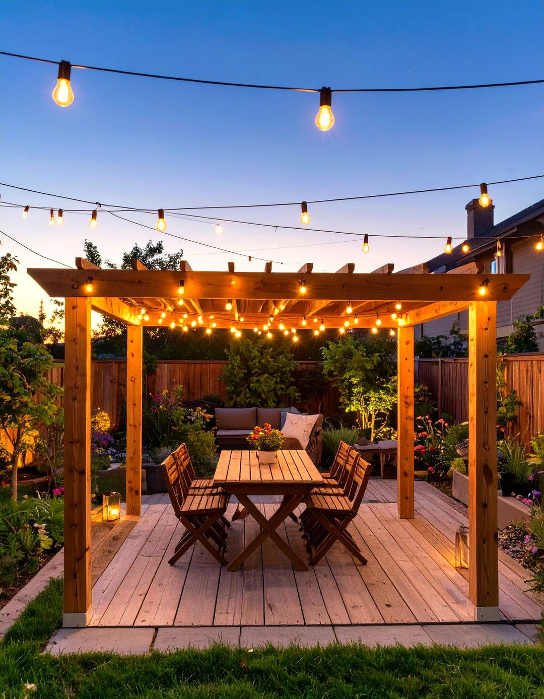 String Lighting for Magical Backyard Ambiance - 30 tiny backyard ideas