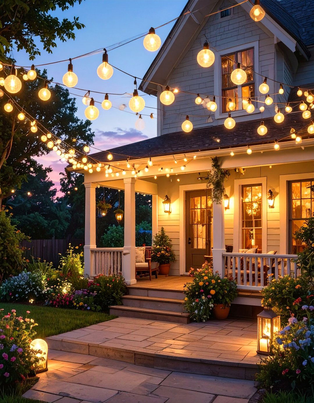 String Lights Canopy for Small Porch Ambiance - 30 small back porch ideas
