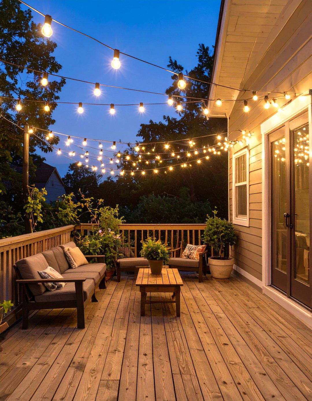 String Lights for Cozy Ambiance - 30 small deck decorating ideas