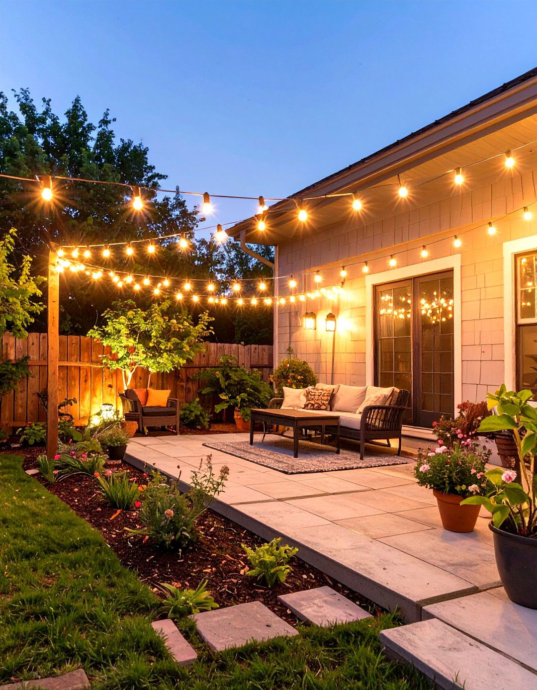 String Lights for Magical Ambiance - 30 small garden design ideas