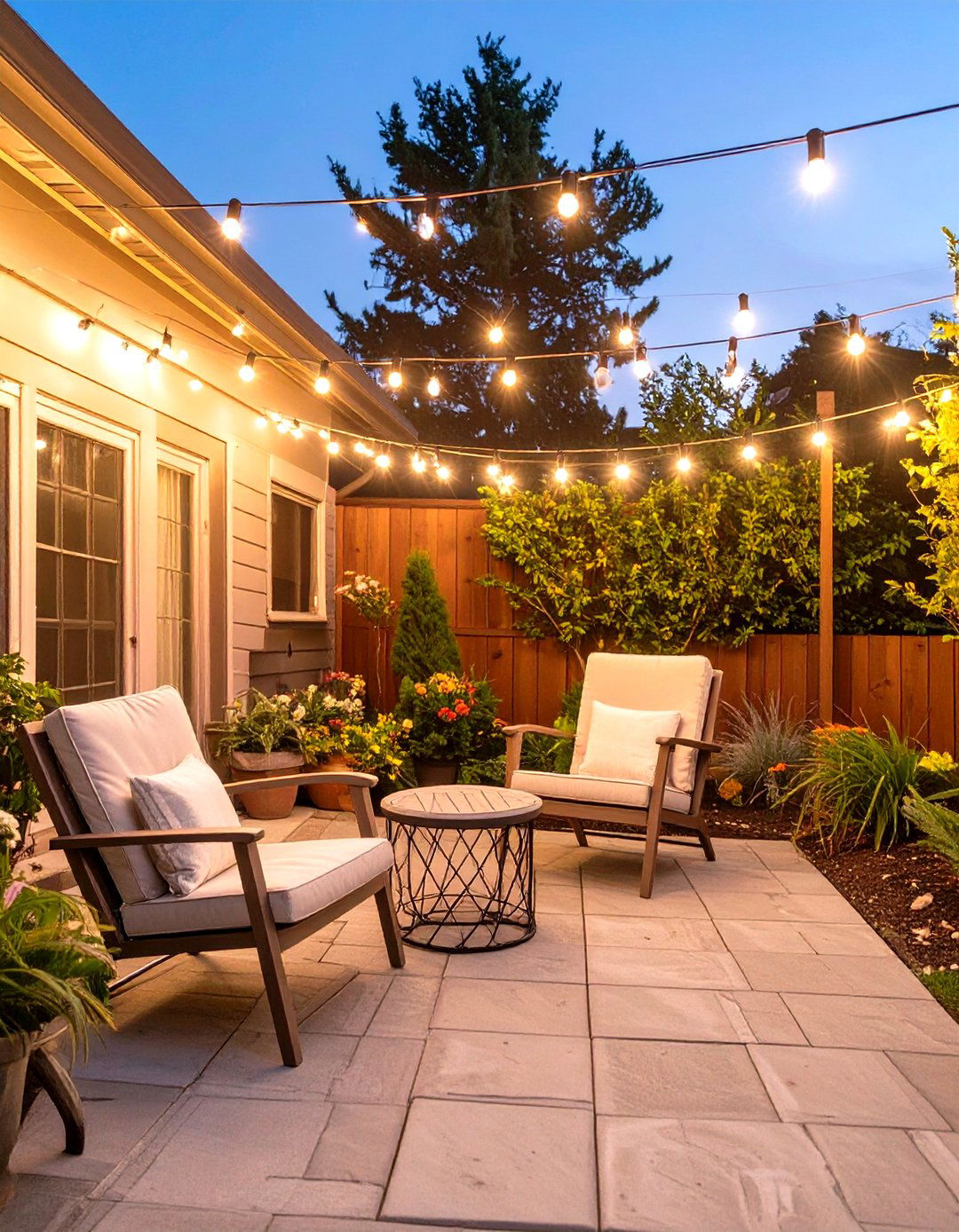 String Lights for a Cozy Small Outdoor Patio Ambiance - 30 small outdoor patio ideas