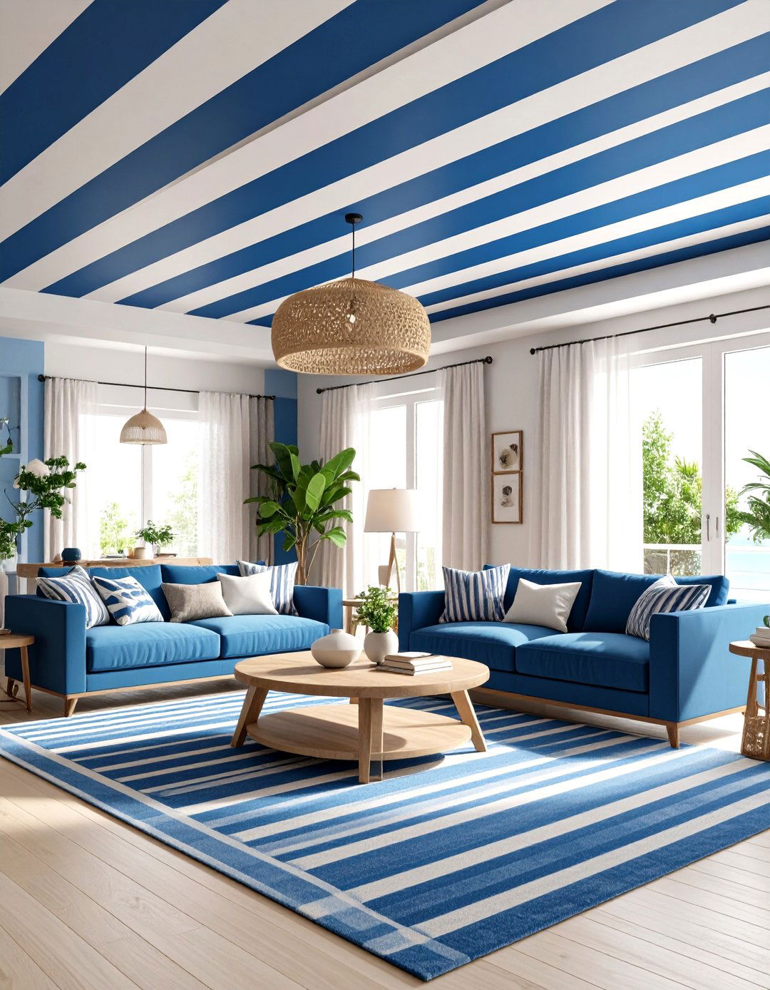 Striped Painted Ceiling - 30 living room ceiling ideas