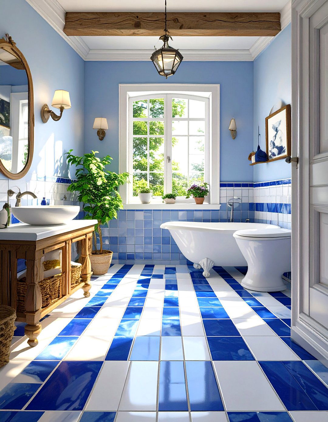 Striped Pattern Floor Tiles - 30 small bathroom floor tile ideas