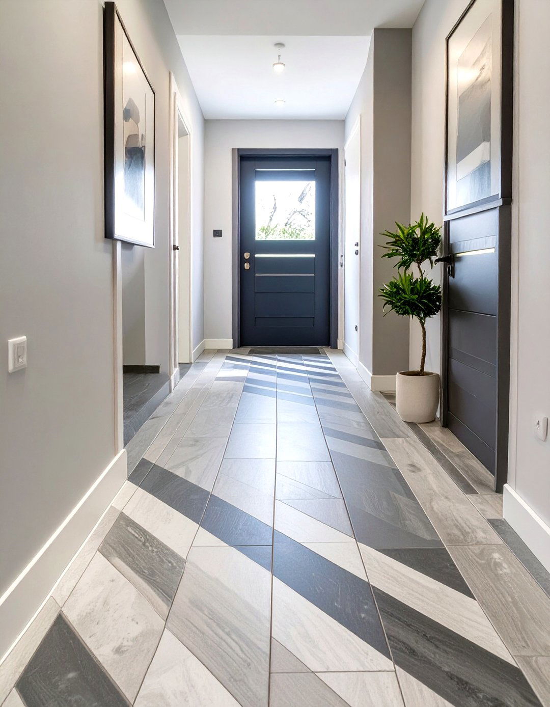 Striped Pattern Tile Floor - 30 small entryway tile floor ideas